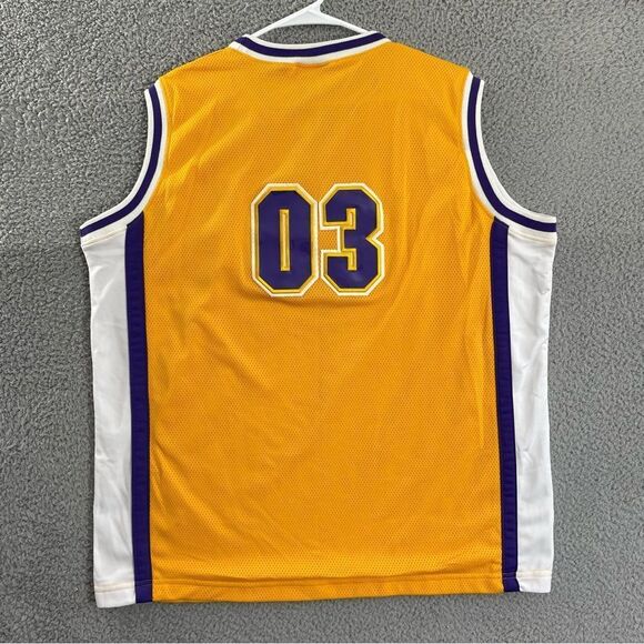 VTG Steve & Barry's Jersey Men M Gold Purple Hoops 03 Y2K Sleeveless Basketball - Picture 4 of 10